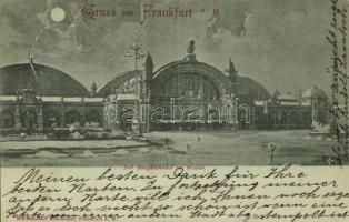 1898 Frankfurt am Main, Der Hauptbahnhof im Winter / railway station in winter. Kunstanstalt Rosenblatt (b)