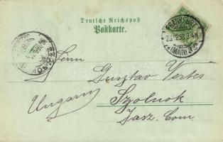 1898 Frankfurt am Main, Der Hauptbahnhof im Winter / railway station in winter. Kunstanstalt Rosenbl...