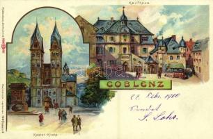 1900 Koblenz, Coblenz; Kastor-Kirche, Kaufhaus / church, department store. Th. Wendisch 199. Art Nouveau, litho