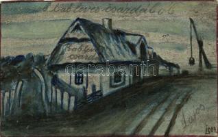 1904 Aszód, Bableves csárda - saját kézzel festett képeslap / hand-painted postcard s: Lajos (EB)
