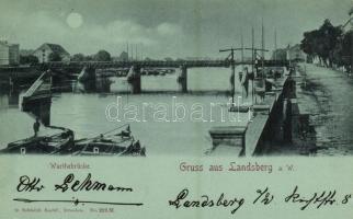1898 Gorzów Wielkopolski, Landsberg an der Warthe; Warthebrücke / Warta River bridge. O. Schleich Nachf. No. 223. M. (EK)