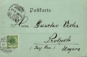 1898 Gorzów Wielkopolski, Landsberg an der Warthe; Friedeberger Strasse / street view, church. O. Sc...