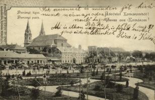 1901 Komárom, Komárnó; Darányi liget, piac, Schulz Ignác üzlete / park, market, shop (EK)