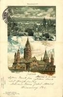 1898 Mainz, Totalansicht, Dom / general view, cathedral. Joh. Elchlepps Hofkunstverlag litho s: C. Munch