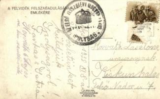 1938 Ipolyság, Sahy; bevonulás, A csehszlovák köztársaság oszlopának ledöntése. / entry of the Hunga...