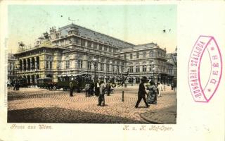 1899 Wien, Vienna, Bécs I. K.u.K. Hof-Oper / operahouse, horse-drawn tram. Edgar Schmidt 3741. (EB)