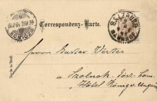 1898 Salzburg, Elektrischer Aufzug / elevator, general view, castle, coat of arms. Schneider & L...