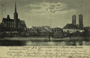 1898 Wroclaw, Breslau; Kreuzkirche mit Dom / church, cathedral. Otto Malinowski (EK)