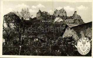 1939 Fülek, Filakovo; vár "Mindent vissza!" irredenta felirattal és magyar címerrel / Filakovsky hrad / castle with Hungarian coat of arms and irredenta propaganda