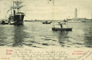 1900 Trieste, Trieszt, Trst; La Lanterna / Der Leuchtturm / lighthouse, boat, sailing vessel. M. M. No. 420.
