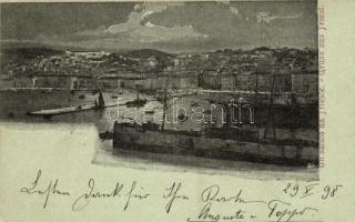 1898 Trieste, Trieszt, Trst; Panorama / port, molo, sailing vessels (EK)