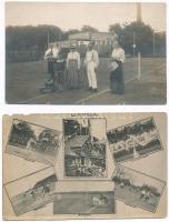11 db RÉGI sport fotó és képeslap motívum: tenisz / 11 pre-1945 sport motive photos and postcards: t...