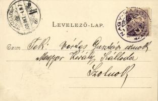 1900 Visegrád, Salamon-torony, gőzhajó. Divald Károly 21. (EK)