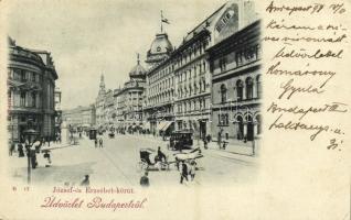 1898 Budapest VIII. József és Erzsébet körút, Hotel Rémi szálloda, M. kir. Technológiai Iparmúzeum,villamos. D. Halberstadt B 17. (EK)