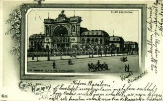 1899 Budapest VII. Keleti pályaudvar, vasútállomás. Art Nouveau, floral, litho (felületi sérülés / surface damage)