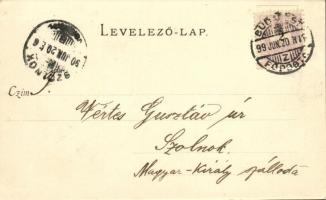 1899 Budapest VII. Keleti pályaudvar, vasútállomás, Baross szobor. Divald Károly 48. sz