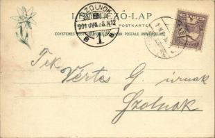 1901 Tátra, Magas Tátra, Vysoké Tatry; A fogaskerekű vasút tájrészlete a Csorbai tóhoz. Feitzinger E...