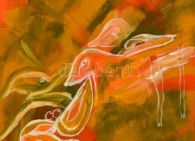 Sajó Boglárka(1970-): Cím nélkül. Akril, karton. Jelzett. 50x70 cm