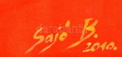 Sajó Boglárka(1970-): Kitörés. Akril,  karton. Jelzett. 70x100 cm