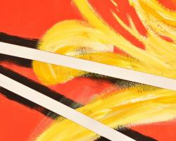 Sajó Boglárka(1970-): Kitörés. Akril,  karton. Jelzett. 70x100 cm