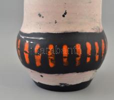 Gorka Lívia (1925-2011): Csíkos váza. Festett mázas kerámia, jelzett, kopásnyomokkal, m: 18,5 cm