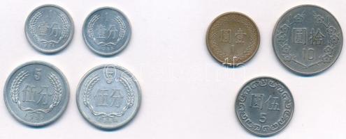Kína 1955-1964. 1F Al (2x) + 1955-1984. 5F Al (2x) + Tajvan 1982. 1ND Al-Br + 5ND Cu-Ni + 10ND Cu-Ni T:1-,2 China 1955-1964. 1 Fen Al (2x) + 1955-1984. 5 Fen Al (2x) + Taiwan 1982. 1 New Dollar Al-Br + 5 New Dollar Cu-Ni + 10 New Dollar Cu-Ni C:AU,XF