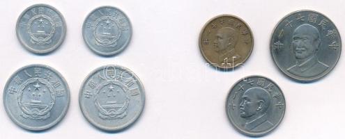 Kína 1955-1964. 1F Al (2x) + 1955-1984. 5F Al (2x) + Tajvan 1982. 1ND Al-Br + 5ND Cu-Ni + 10ND Cu-Ni...