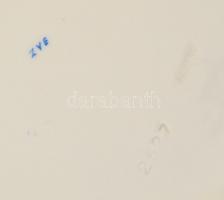 Herendi zöld virágmintás porcelán tál, kézzel festett, jelzett, hibátlan, d: 27 cm