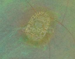 Zsolnay eozin mázas áttört tál, jelzett, apró kopásokkal, d: 13 cm