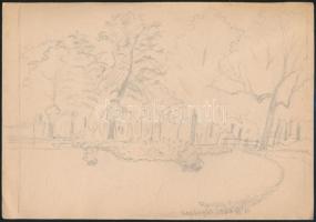 Rausch jelzéssel: Lágymányos, Népliget, Rezső-tér, 1961. Ceruza, papír, 15×23 cm, összesen: 5 db