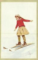 Winter sport art postcard. Skiing. Vouga & Cie No. 27. litho s: Pellegrini