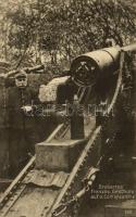 1916 Erobertes französ. Geschütz auf d. Comreshöhe / WWI German and Austro-Hungarian K.u.K. military, soldiers with a captured French cannon (EK)