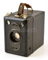Zeiss Ikon Box Tengor 6x9 cm rollfilmes kamera, Goerz Frontar objektívvel, nem kipróbált, a bőrszíj kopott, 7x10x11 cm