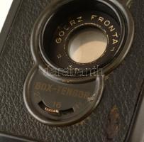 Zeiss Ikon Box Tengor 6x9 cm rollfilmes kamera, Goerz Frontar objektívvel, nem kipróbált, a bőrszíj ...