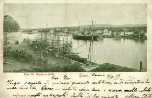 1899 Zadar, Zara; Riva St. Rocco e porto / port, sailing vessels, quay. E. de Schönfeld (EK)