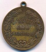 1899. "Petőfi - Bem / Emlék Érem 1899. március 15." Br emlékmedál füllel, mellszalag nélkü...