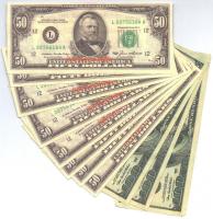 DN Színházi kellék feliratú 50$ (8x)+ 100$ (3x) bankjegy másolatok T:I-III lyuk