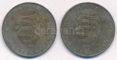 1947. 5Ft Ag "Kossuth" (2x) T:2- patina Adamo F8.1