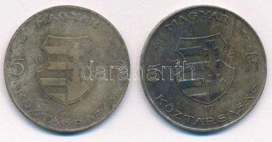 1947. 5Ft Ag "Kossuth" (2x) T:2- patina Adamo F8.1