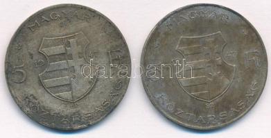 1947. 5Ft Ag "Kossuth" (2x) T:2-,3 patina Adamo F8.1