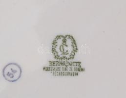 Jelzett csehszlovák süteményes tányér (6 db),kopott aranyozás, d: 17 cm (6×)