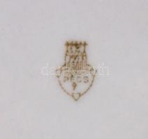 Zsolnay virág mintás csészealjak ( 5 db), matricás, jelzett, kopásnyomókkal, d:15,5 cm (5×)