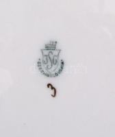 Jelzett csehszlovák füles tál, matricás, kopásnyomokkal, 26×24 cm