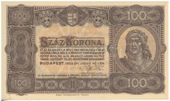 1923. 100K Magyar Pénzjegynyomda Rt. nyomdahely jelöléssel T:I