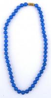 Kék gyöngy nyaklánc, h: 40 cm