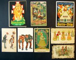 300 db régi vegyes motívumlap közte húsvét, karácsony, újév, sok szignós művészlap, reklám, lóverseny, állatok, utazás, híres személyek / 300 old thematic cards: Easter, Christmas, New Year, artist signed, advertising, animals, horse race, travel, famous people etc.