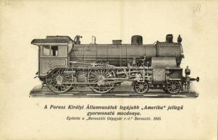 A Porosz Királyi Államvasutak legújabb Amerika jellegű gyorsvonatú mozdonya. Építette a Boroszlói Gépgyár r.-t. Boroszló, 1910. A Gőzmozdony kiadása / Prussian State Railways locomotive, express train