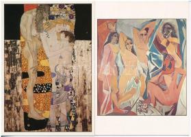 11 db MODERN művész motívumlap: Picasso, Dali, Chagall, Schiele, Klimt / 11 modern art motive postcards