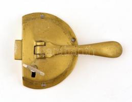 Modern, réz karos zár, kulccsal m: 9,5 cm