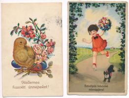10 db RÉGI művész és üdvözlő motívum képeslap / 10 pre-1945 art and greeting motive postcards